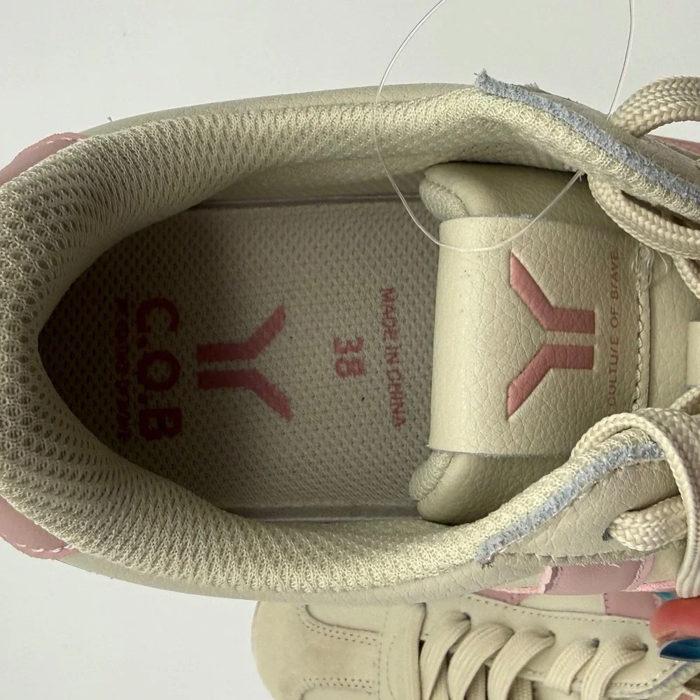 C.O.B. Culture of Brave Fearless sneakers Size 38 Pink Leather Gum Sole retro